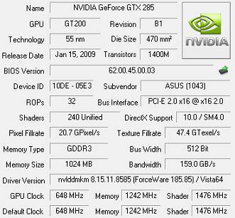 ASUS GeForce GTX 285 1GB GDDR3 width=