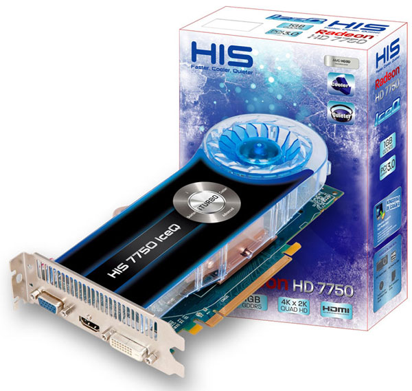 HIS Radeon HD 7750 IceQ 1GB GDDR5 видеокарта с оригинальным охлаждением width=