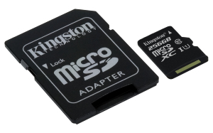 Карта памяти Kingston microSDXC class 10 емкостью 256ГБ