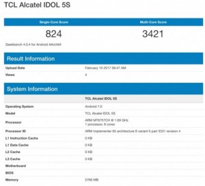 Alcatel Idol 5S показал себя в бенчмарке