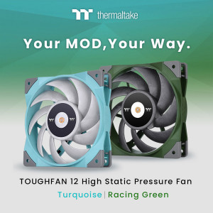 Thermaltake выпускает вентиляторы TOUGHFAN 12 в бирюзовом и зеленом цетах