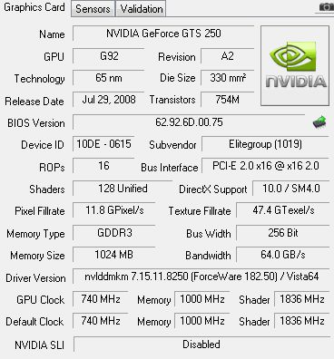 ECS GeForce GTS 250 1GB GDDR3 width=