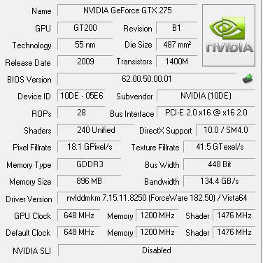 Galaxy GeForce GTX 275 Overclocked Tri-Fan width=