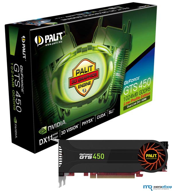 Palit GTS 450 Low Profile низкопрофильная видеокарта width=