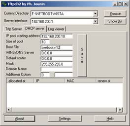 Настройка программы TFTPD32