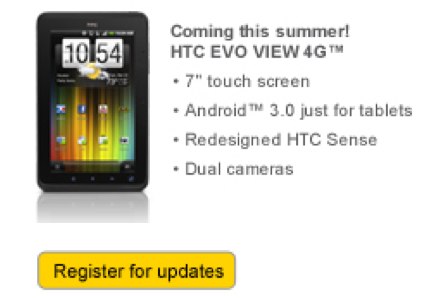 Android 3.0 Honeycomb займет свое место на HTC EVO View 4G width=