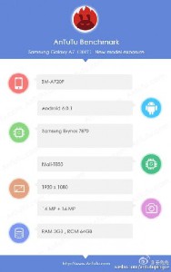 Подтверждены параметры Samsung Galaxy A7 2017