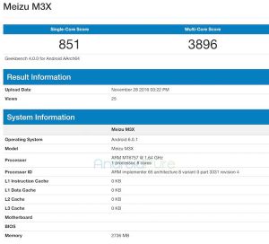 Meizu M5S протестирован в Geekbench