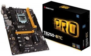 Biostar представила материнскую плату TB250-BTC, рассчитанную на работу с процессорами Intel Core седьмого поколения