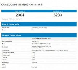 Snapdragon 835 в очередной раз прошел тест Geekbench