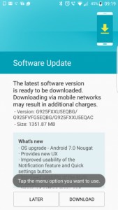 Samsung Galaxy S6 edge получил обновление Android 7.0 Nougat