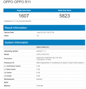 Oppo R11 появился на Geekbench