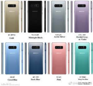 Samsung Galaxy Note 8 в новых цветах корпуса