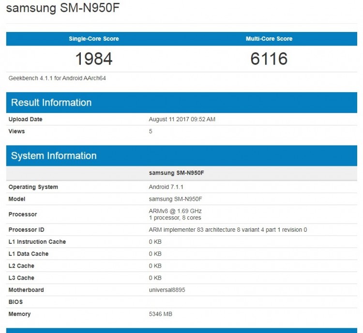 note 8 geekbench