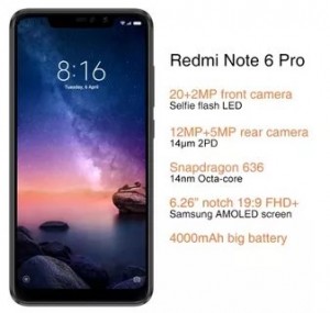 Смартфон с хорошими функциями Redmi Note 6 Pro
