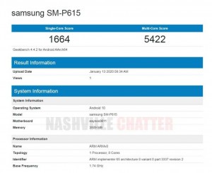 Планшет Samsung SM-P615 засветился в базе данных Geekbench