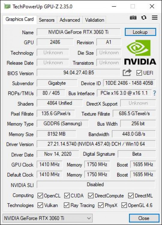 Gigabyte GeForce RTX 3060 Ti Eagle OC
