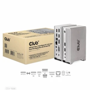 Club 3D представляет интеллектуальную зарядную док-станцию ​​USB Gen 2 Type-C с тройным дисплеем