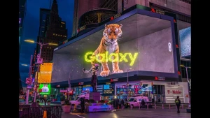 Samsung продвигает мероприятие Galaxy Unpacked 2022 устанавливая 3D-экраны с изображением тигра в 5 городах