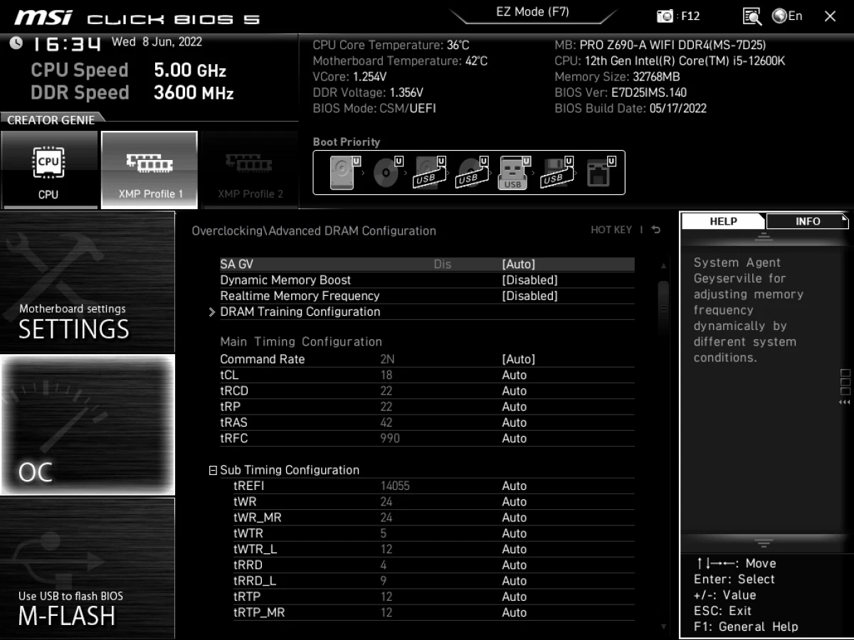 BIOS MSI PRO Z690-A WIFI DDR4