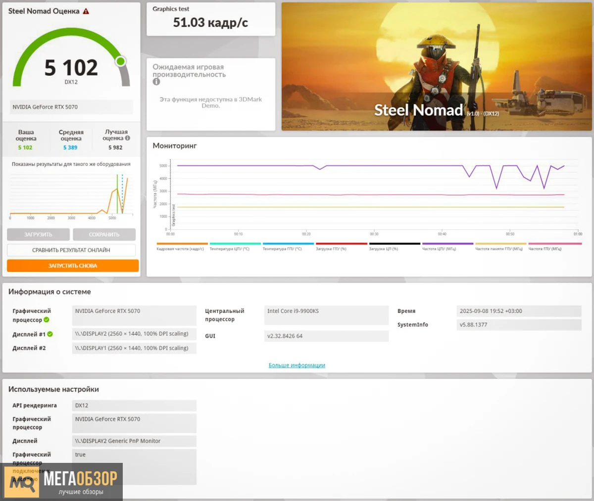 Palit GeForce RTX 5070 Infinity 3 тесты в бенчмарках
