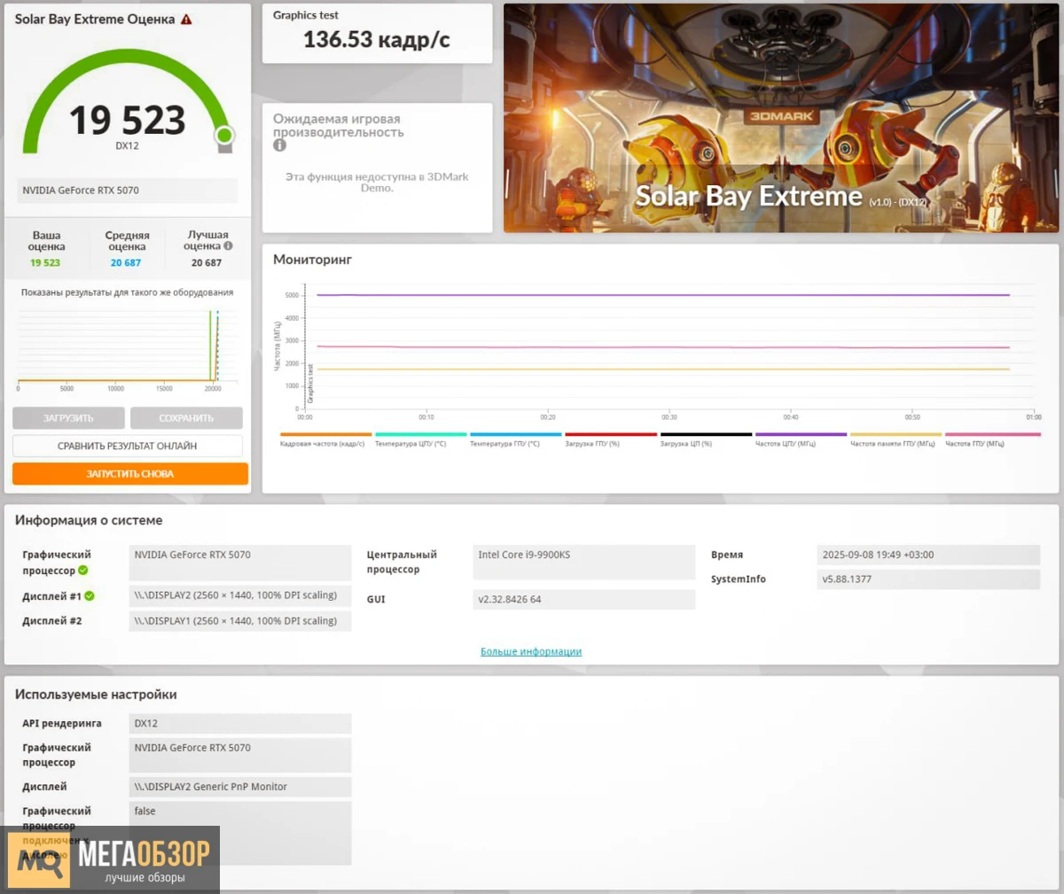 Palit GeForce RTX 5070 Infinity 3 тесты в бенчмарках