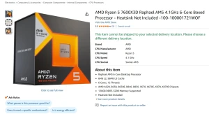 AMD Ryzen 5 7600X3D теперь продают за пределами Китая