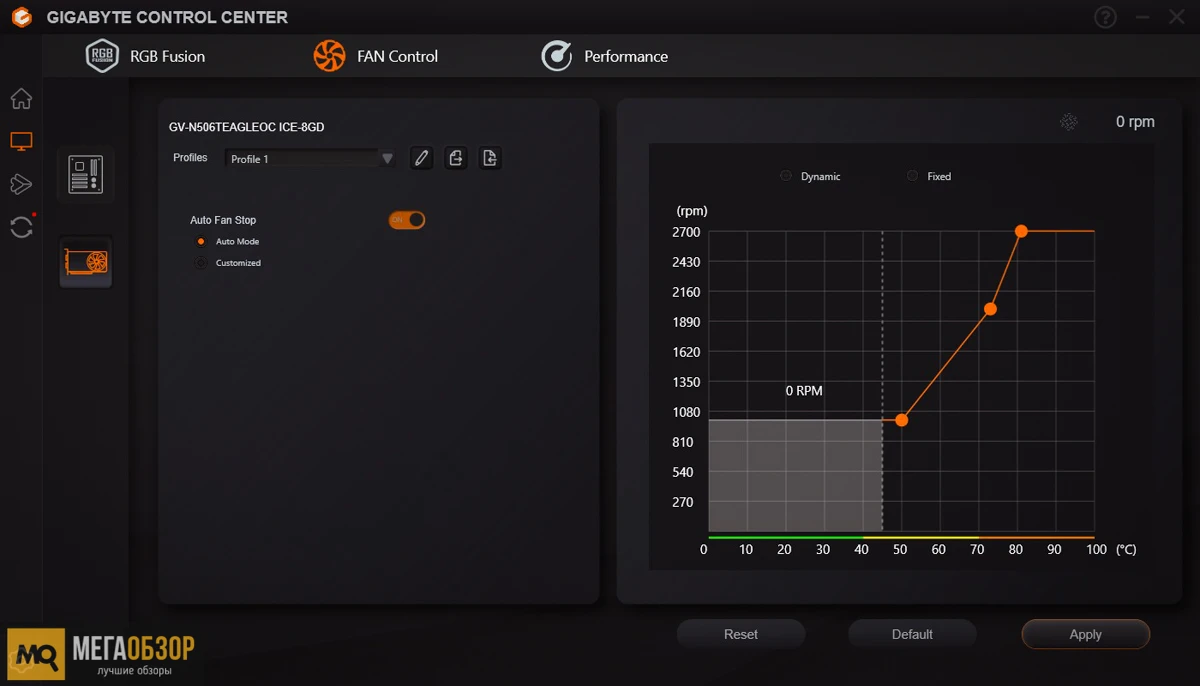 GeForce RTX 5060 Ti EAGLE OC ICE 8G настройка GIGABYTE CONTROL CENTER