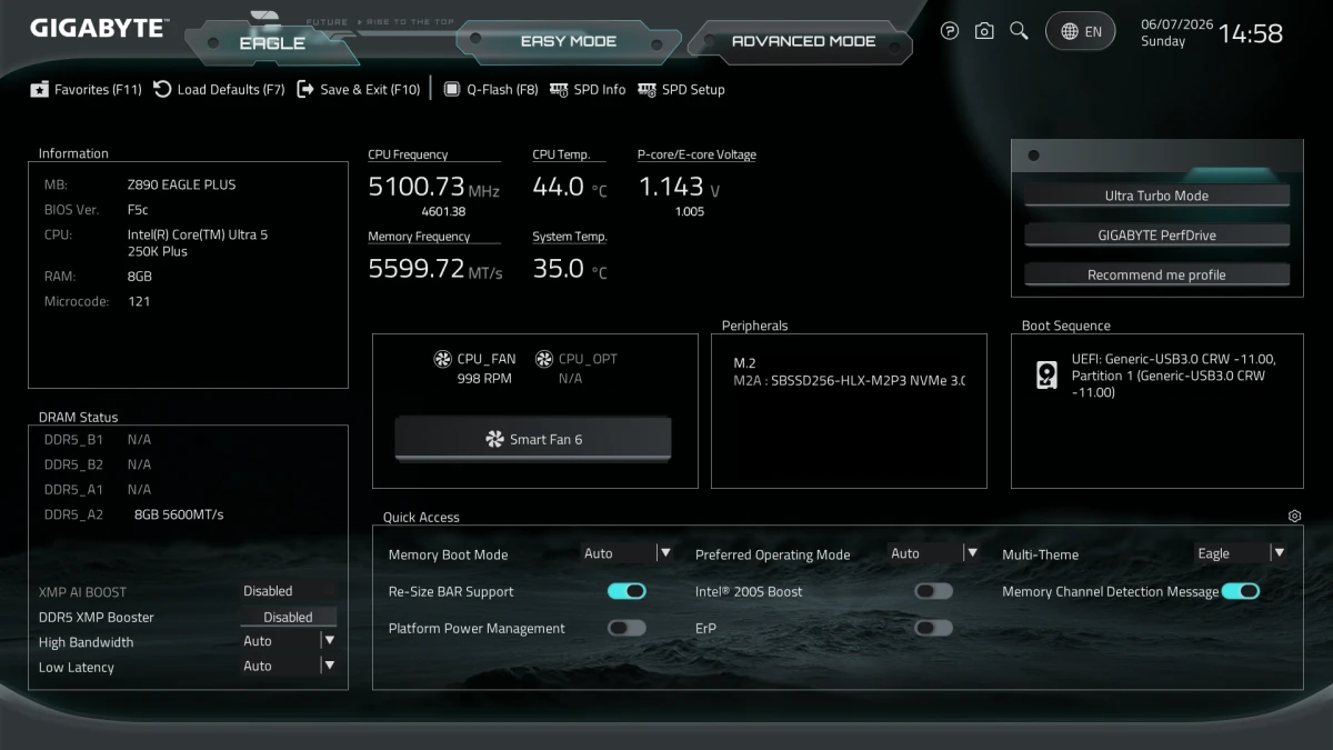 bios GIGABYTE Z890 Eagle Plus