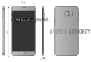 Опубликован рендер Samsung Galaxy Note 7 с размерами